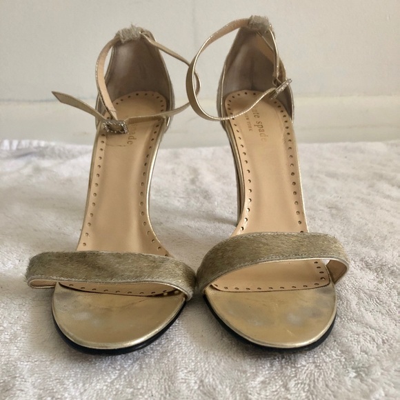 Kate Spade Gold Open Toe Heels - Picture 2 of 6